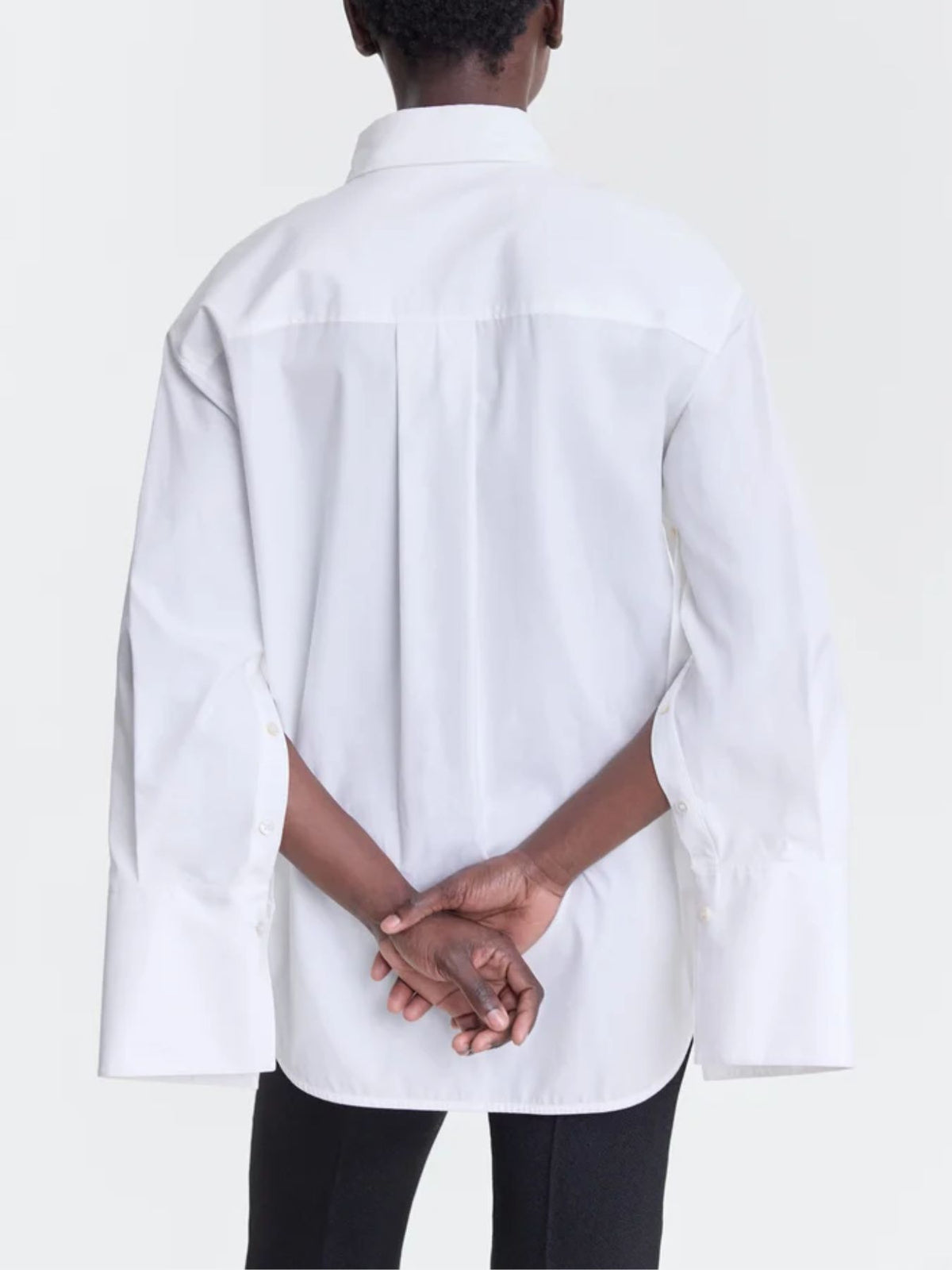FFORME-Erin Slashed Sleeve Boyfriend Shirt-White-Shirts-Boboli-Vancouver-Canada