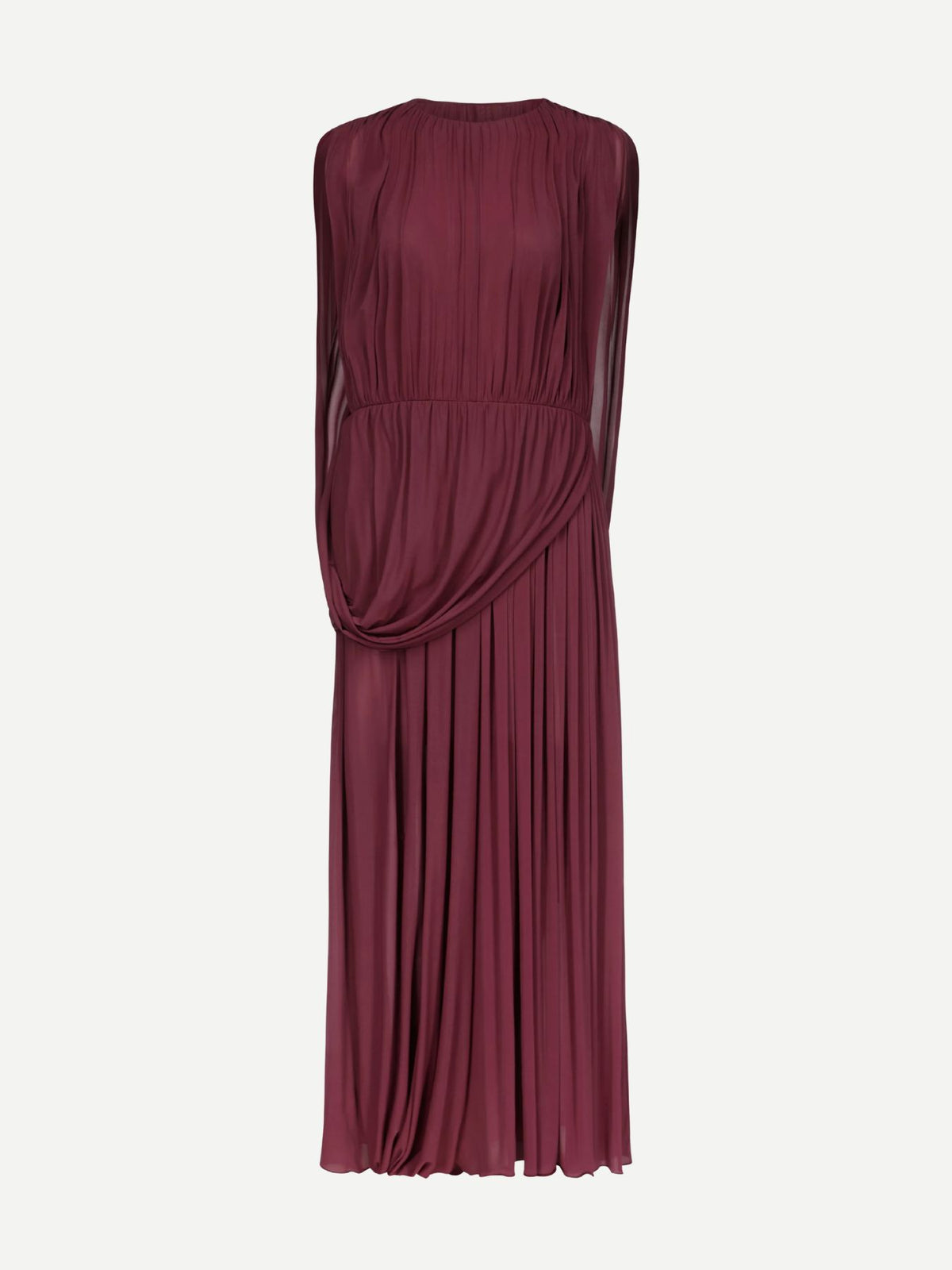 FFORME-Kahlo Assymetric Draped Loop Jersey Dress-Deep Bordeaux-Dresses-Boboli-Vancouver-Canada