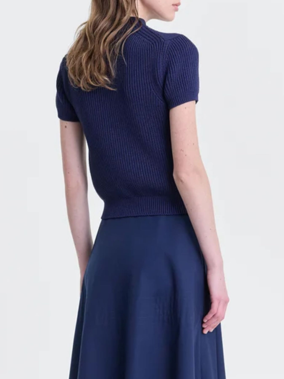 FFORME-Katia Chunky Rib T Shirt-Dark Navy-T-Shirts-Boboli-Vancouver-Canada