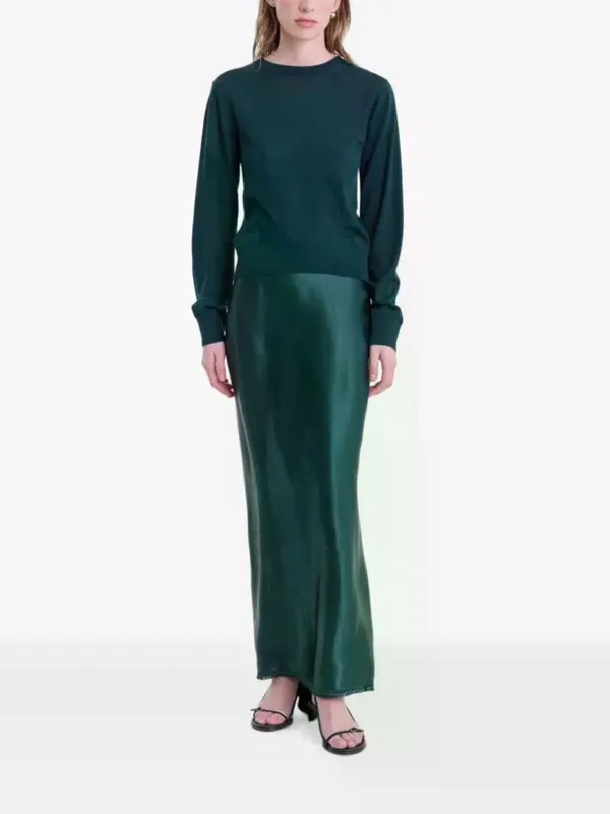 FFORME-Jovie Seamless Satin Skirt-Evergreen-Skirts-Boboli-Vancouver-Canada