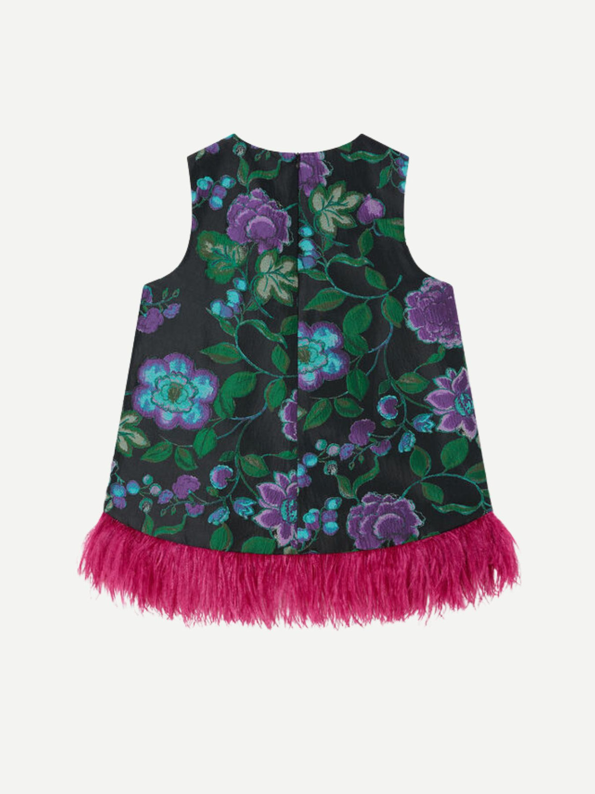 La DoubleJ-La Scala Top (With Feathers) - Botanical Black-Tops-Boboli-Vancouver-Canada