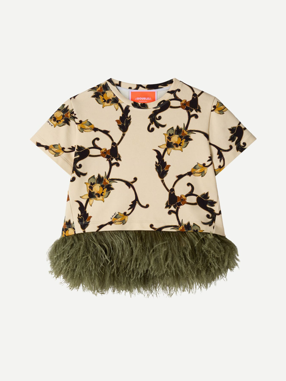 La DoubleJ-La Scala Tee (With Feathers) - Buttercup White-T-Shirts-Boboli-Vancouver-Canada