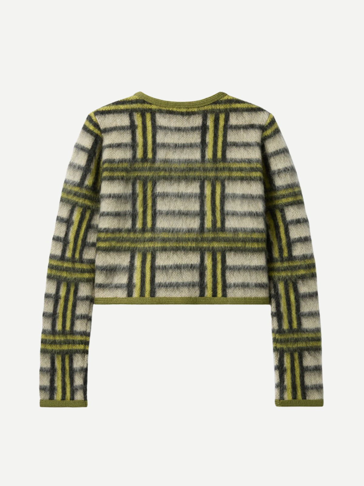 La DoubleJ-Check Cardigan - Kells Check Ecru, Light Green, and Black-Cardigans-Boboli-Vancouver-Canada