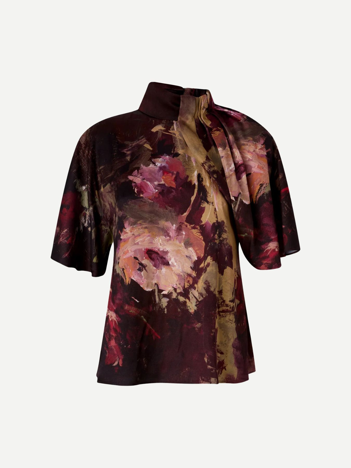 Antonio Marras-Short Sleeves Blouse - Burgundy Beige-Blouses-Boboli-Vancouver-Canada