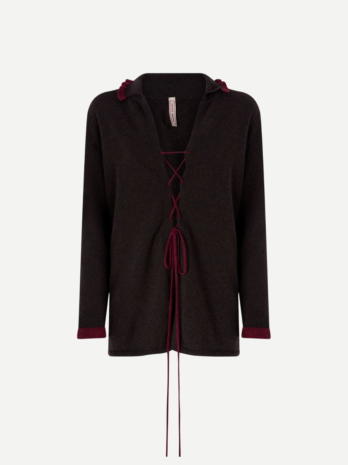 Antonio Marras-Cashmere Top With Ruffles - Brown Burgundy-Tops-Boboli-Vancouver-Canada
