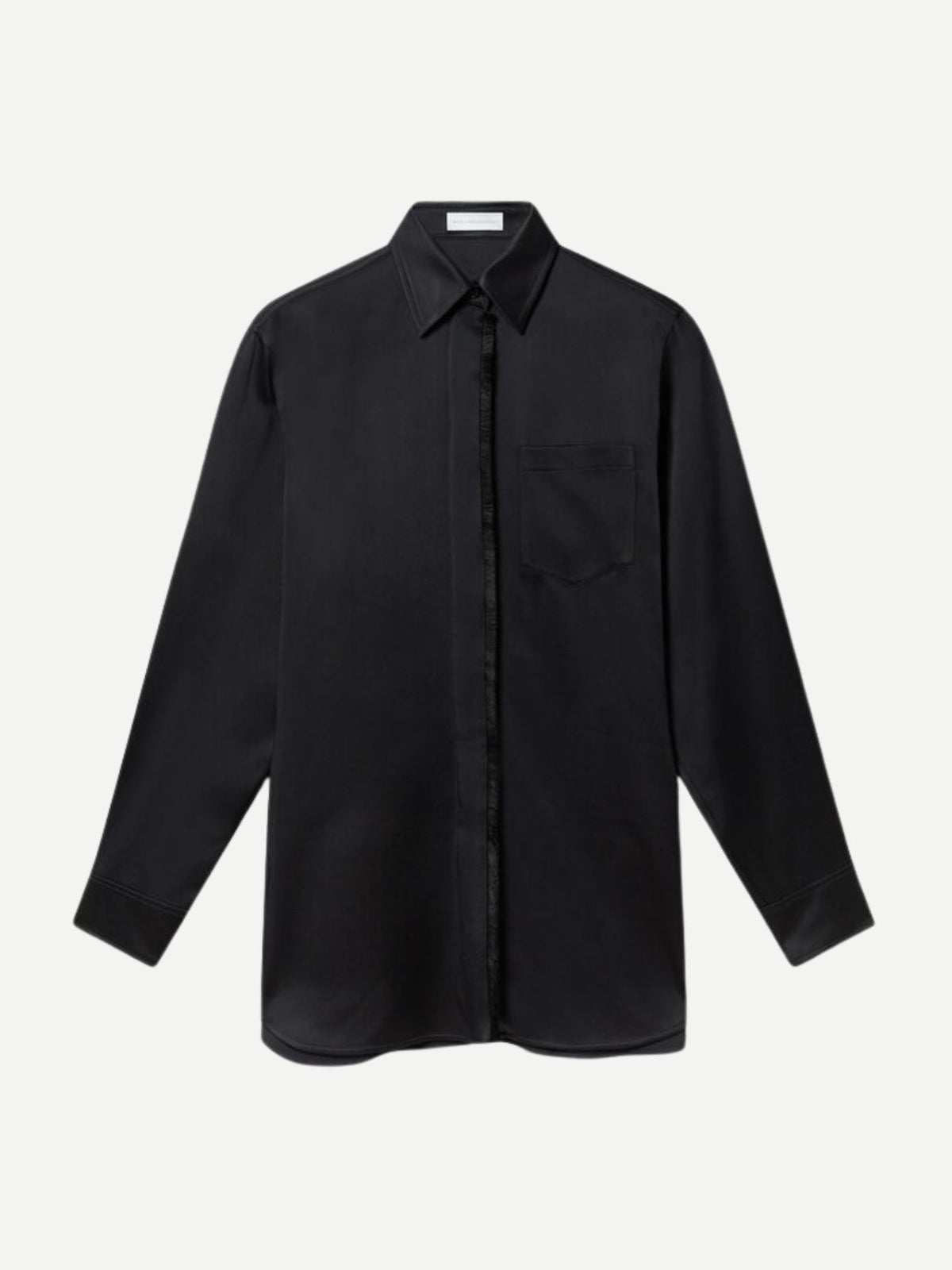 Stella McCartney-Fringe-Trimmed Satin Shirt - Black-Shirts-Boboli-Vancouver-Canada