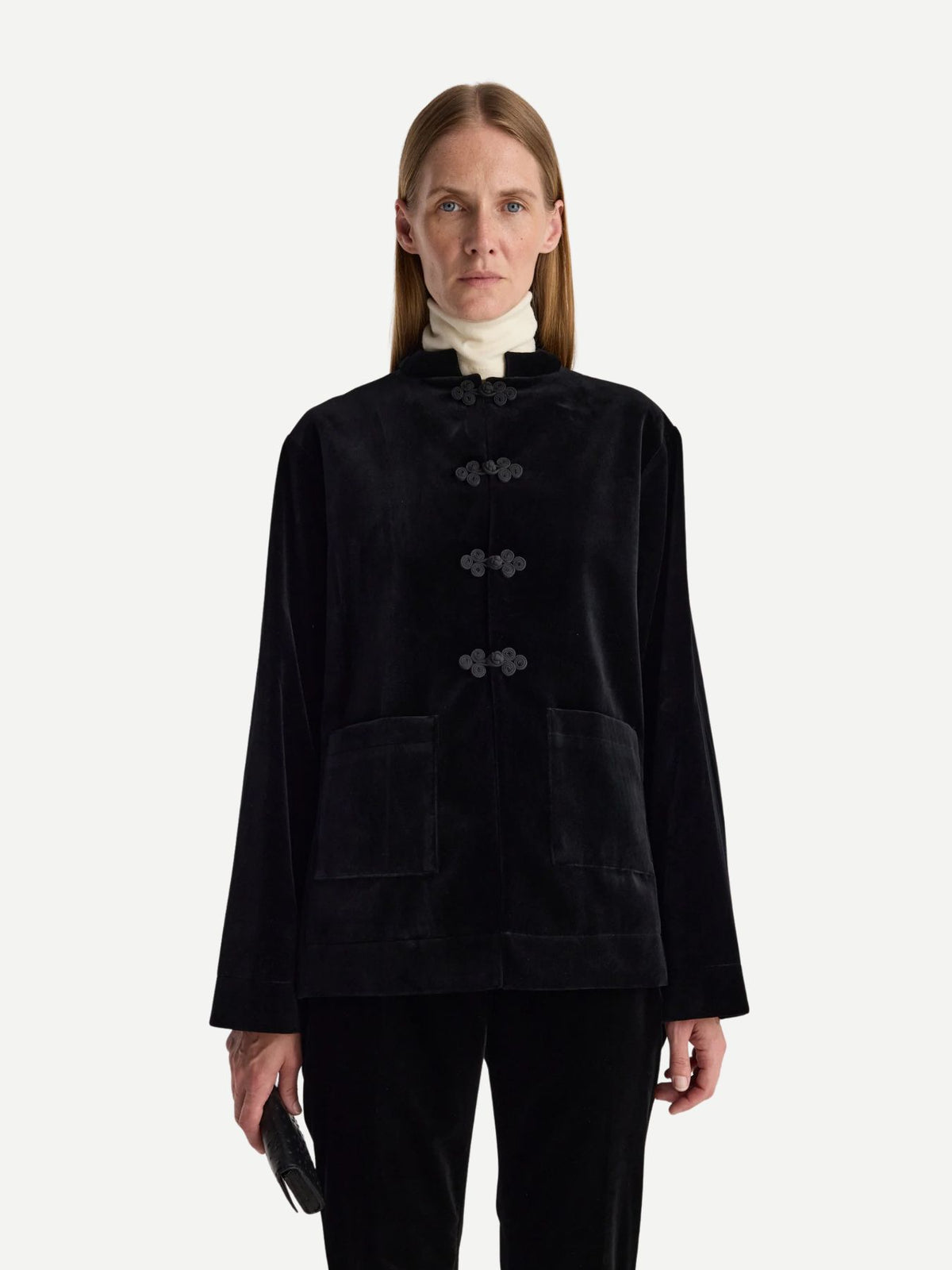 Rohe-Pankou Closure Velvet Jacket - Black-Jackets-Boboli-Vancouver-Canada