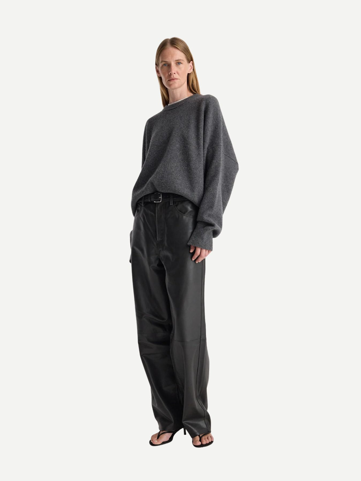 Rohe-Bruun - Leather Baggy Trousers - Anthracite-Pants-Boboli-Vancouver-Canada