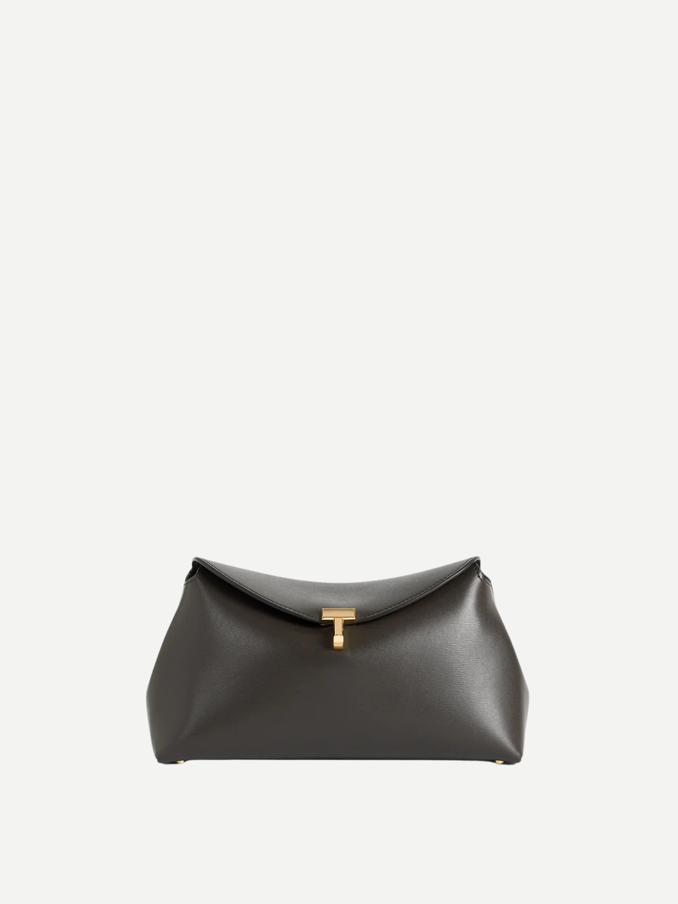 Totême-T-Lock Leather Clutch - Bark-Bags-Boboli-Vancouver-Canada