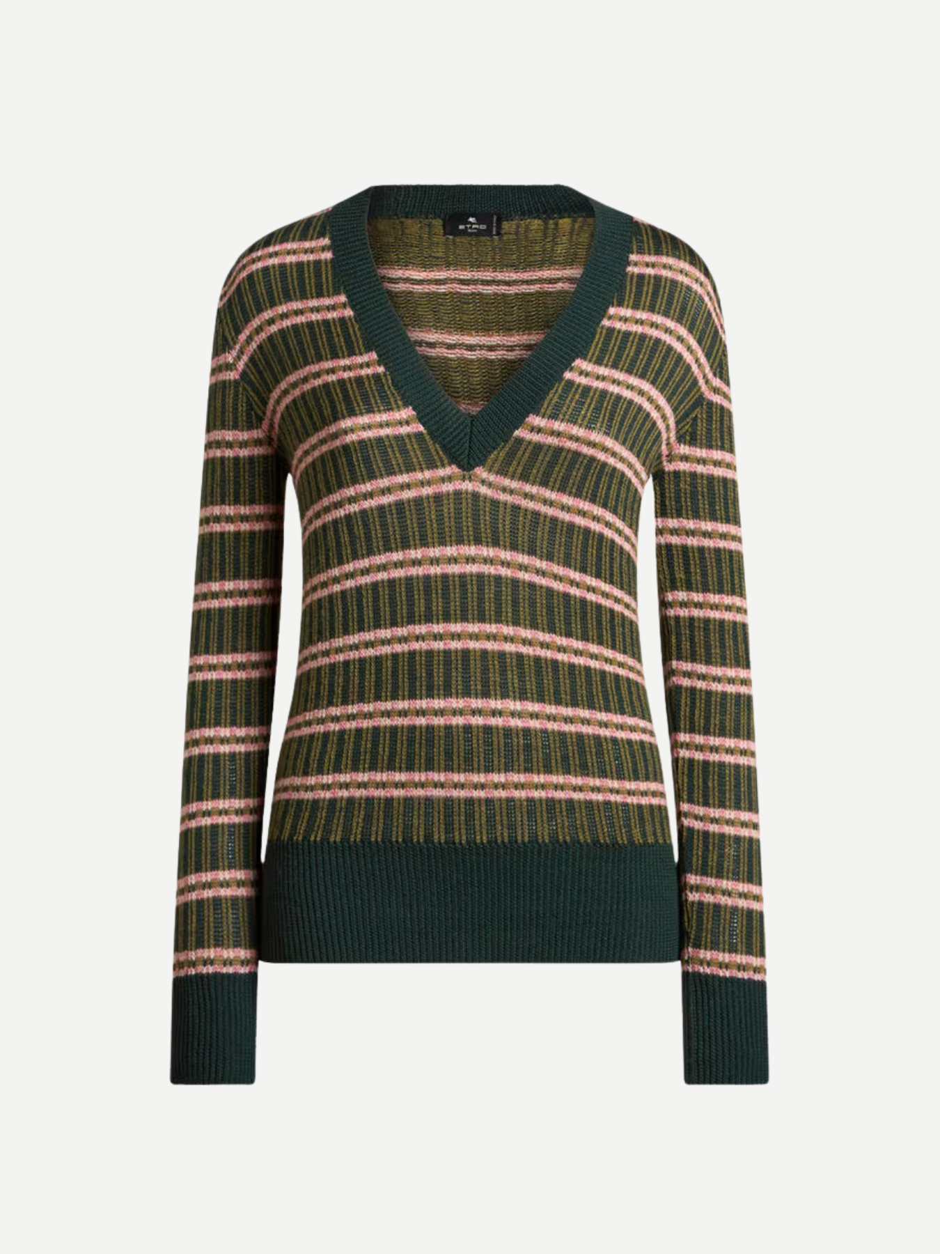 Etro-Wool-Blend Jacquard Sweater - Green/Multi-Sweaters-Boboli-Vancouver-Canada