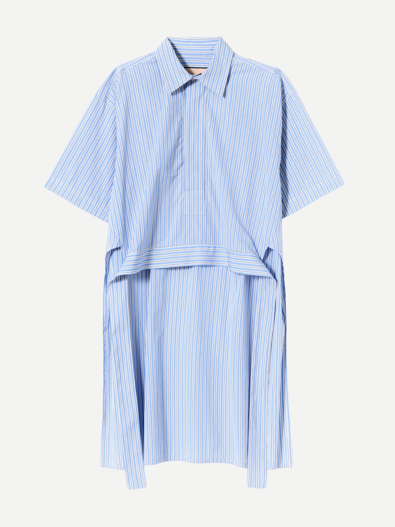 Plan C-Striped Cotton Shirt With Tail - Blue & White-Shirts-Boboli-Vancouver-Canada