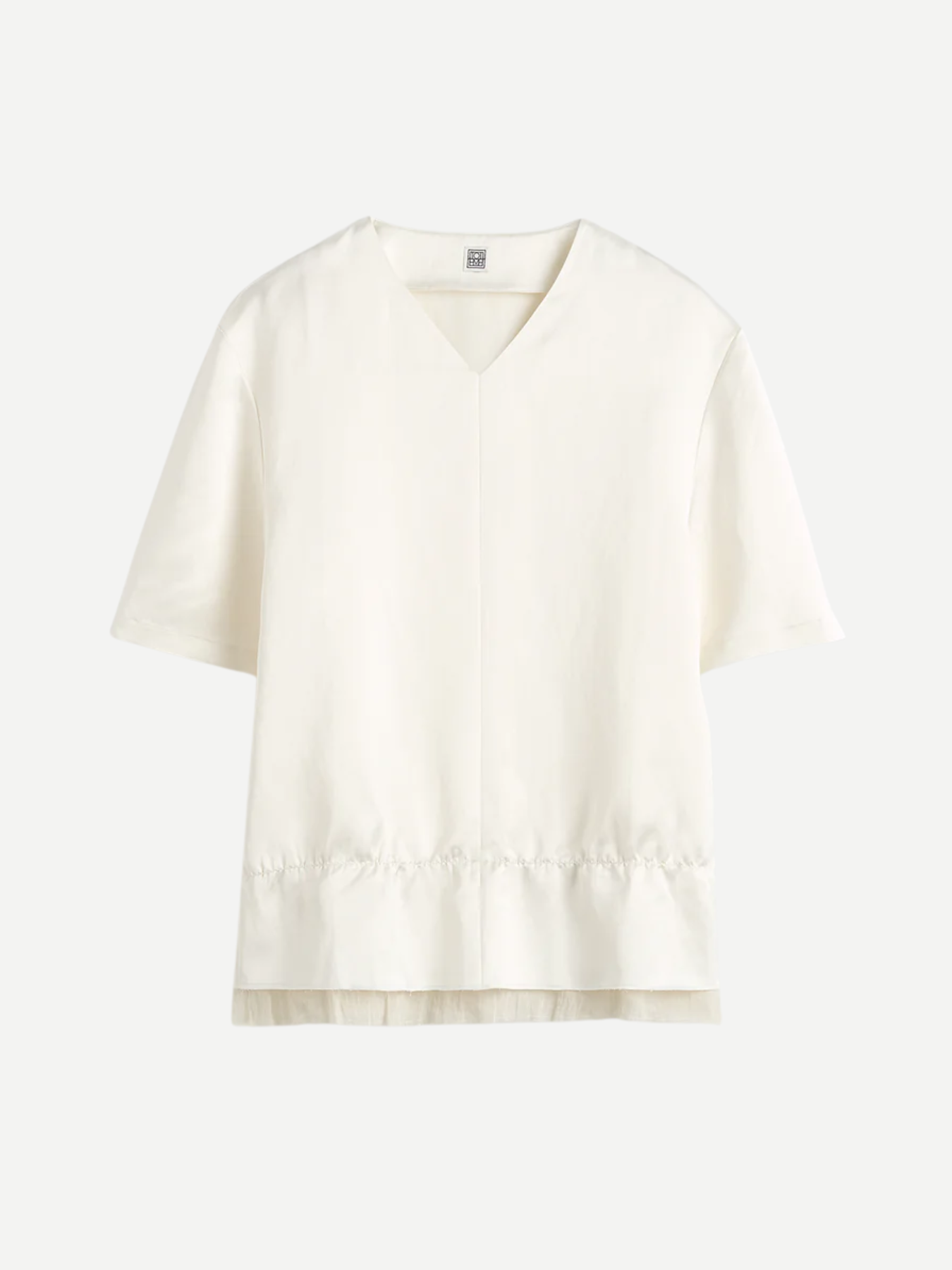 Totême-V-Neck Satin Pullover - White-Sweaters-Boboli-Vancouver-Canada