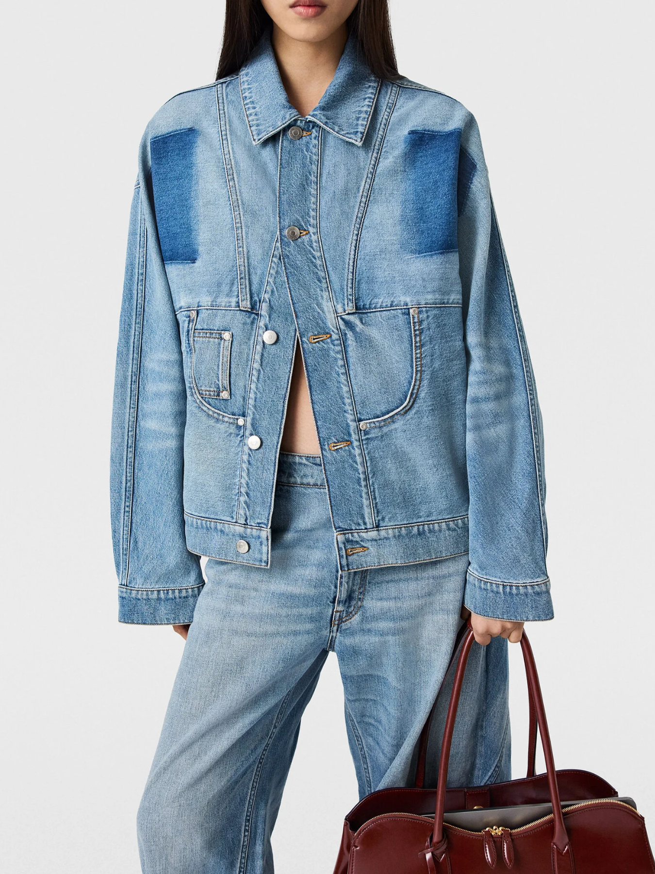 Stella McCartney-Deconstructed Denim Jacket - Mid Blue-Jackets-Boboli-Vancouver-Canada