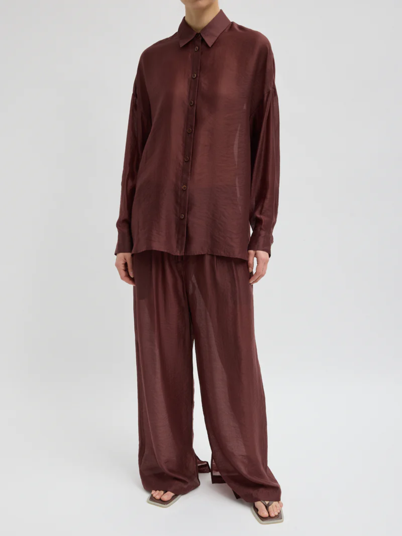 Tibi-Summer Voile Oversized Shirt - Russet Brown-Shirts-Boboli-Vancouver-Canada