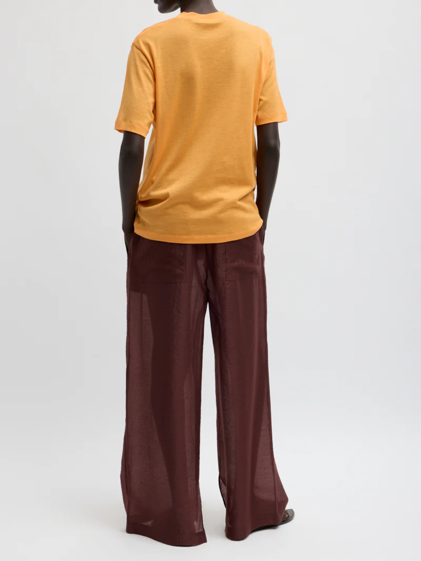 Tibi-Summer Voile Stella Pant W/ Slit Detail - Russet Brown-Pants-Boboli-Vancouver-Canada
