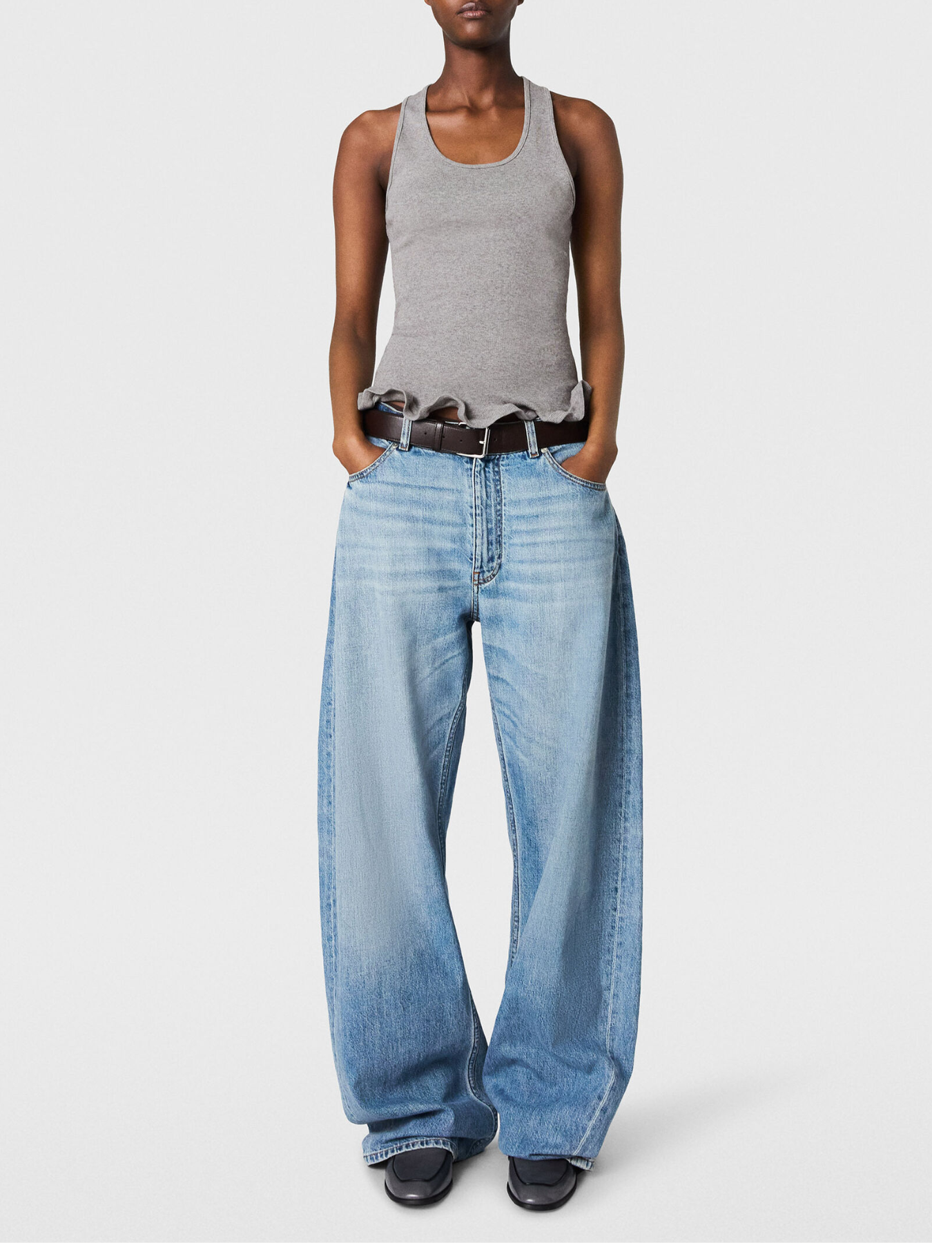 Stella McCartney-Frilled Hem Rib T-Shirt - Cream-T-Shirts-Boboli-Vancouver-Canada
