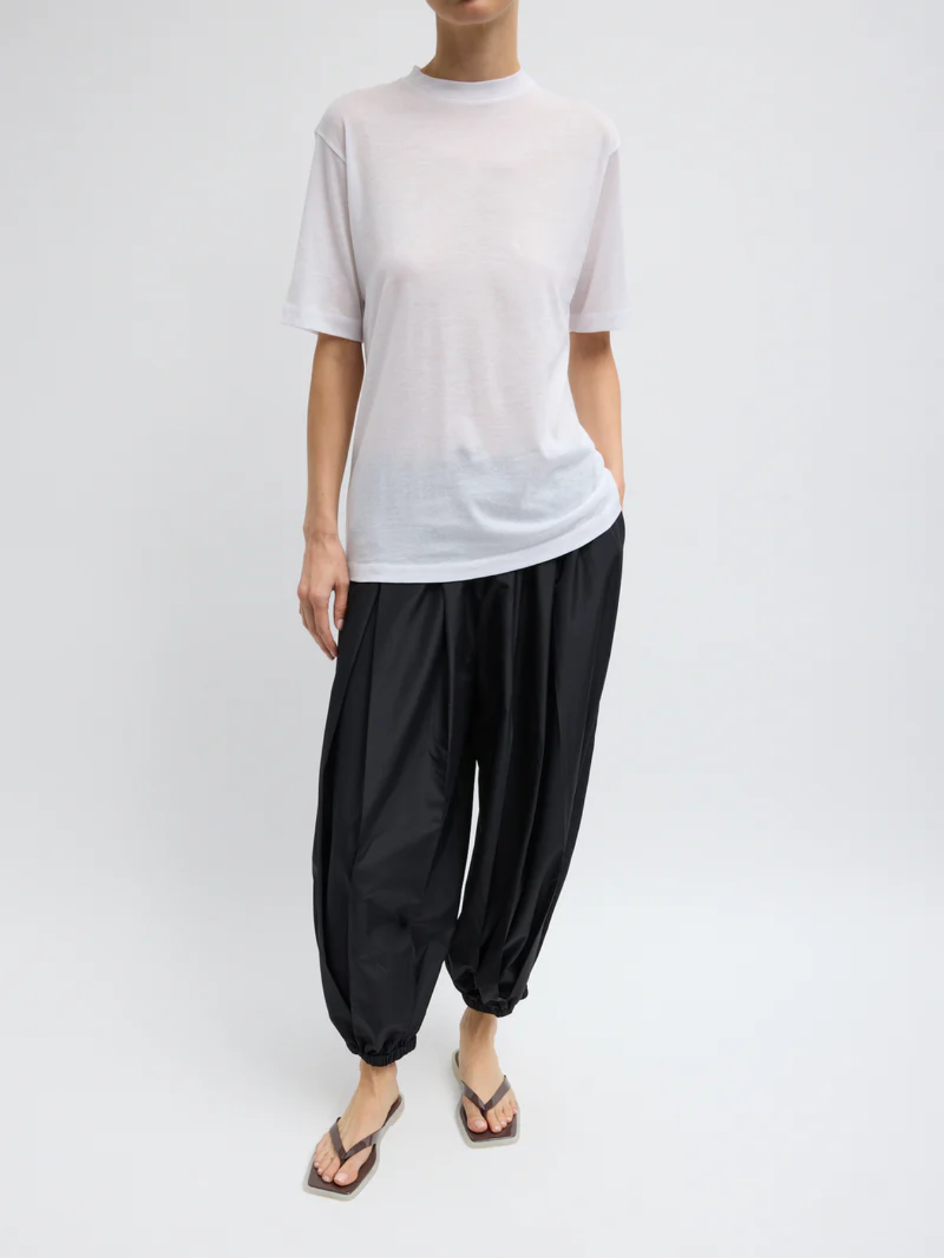 Tibi-Sheer Crepe Knit Unisex T - White-T-Shirts-Boboli-Vancouver-Canada
