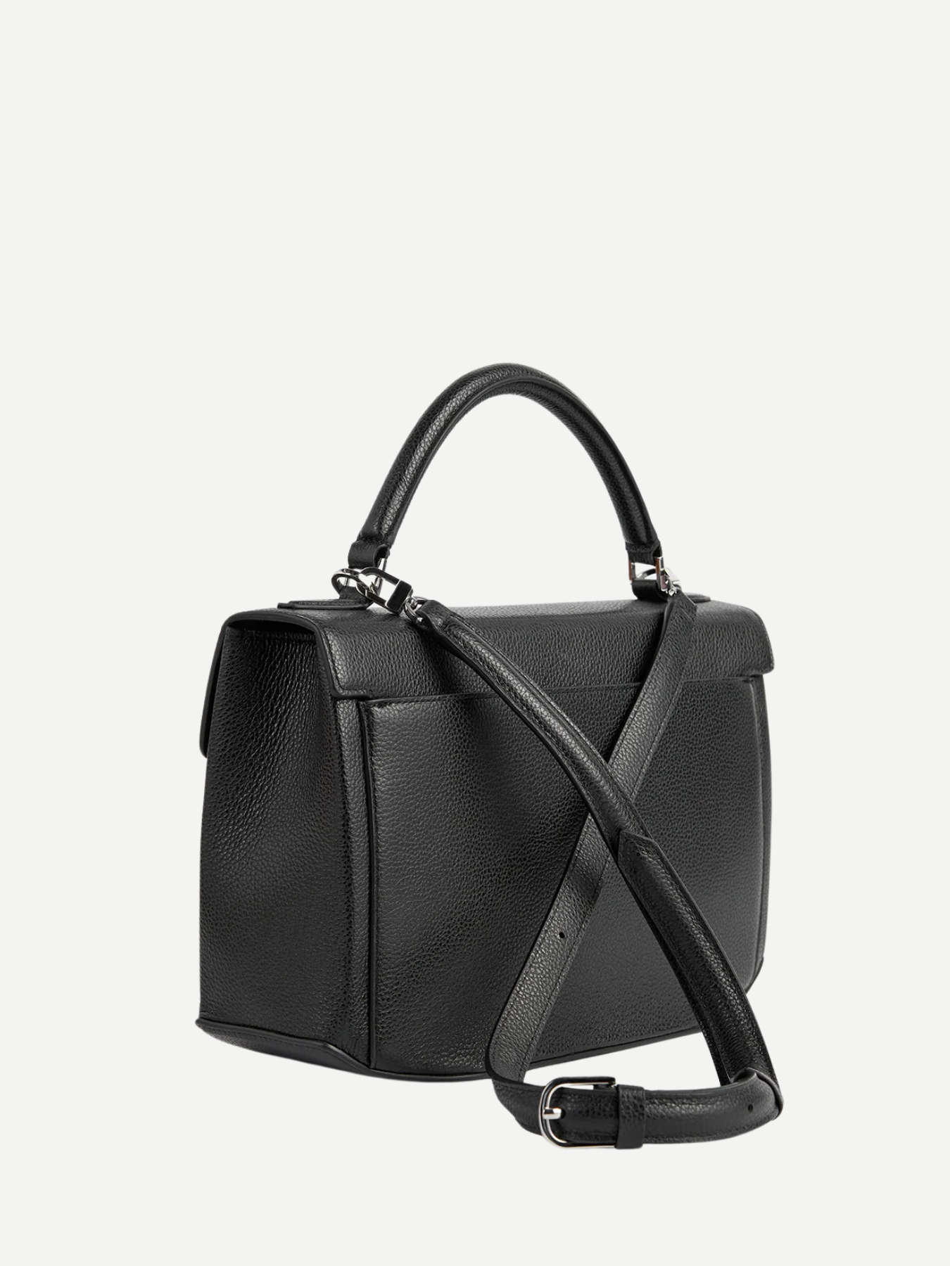 Totême-Clip Grained-Leather Top Handle - Black-Bags-Boboli-Vancouver-Canada