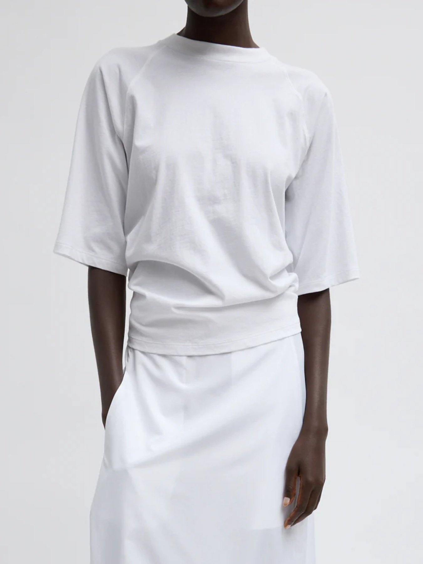 Tibi-Tshirting Short Sleeve Top With Shirred Back - White-Tops-Boboli-Vancouver-Canada