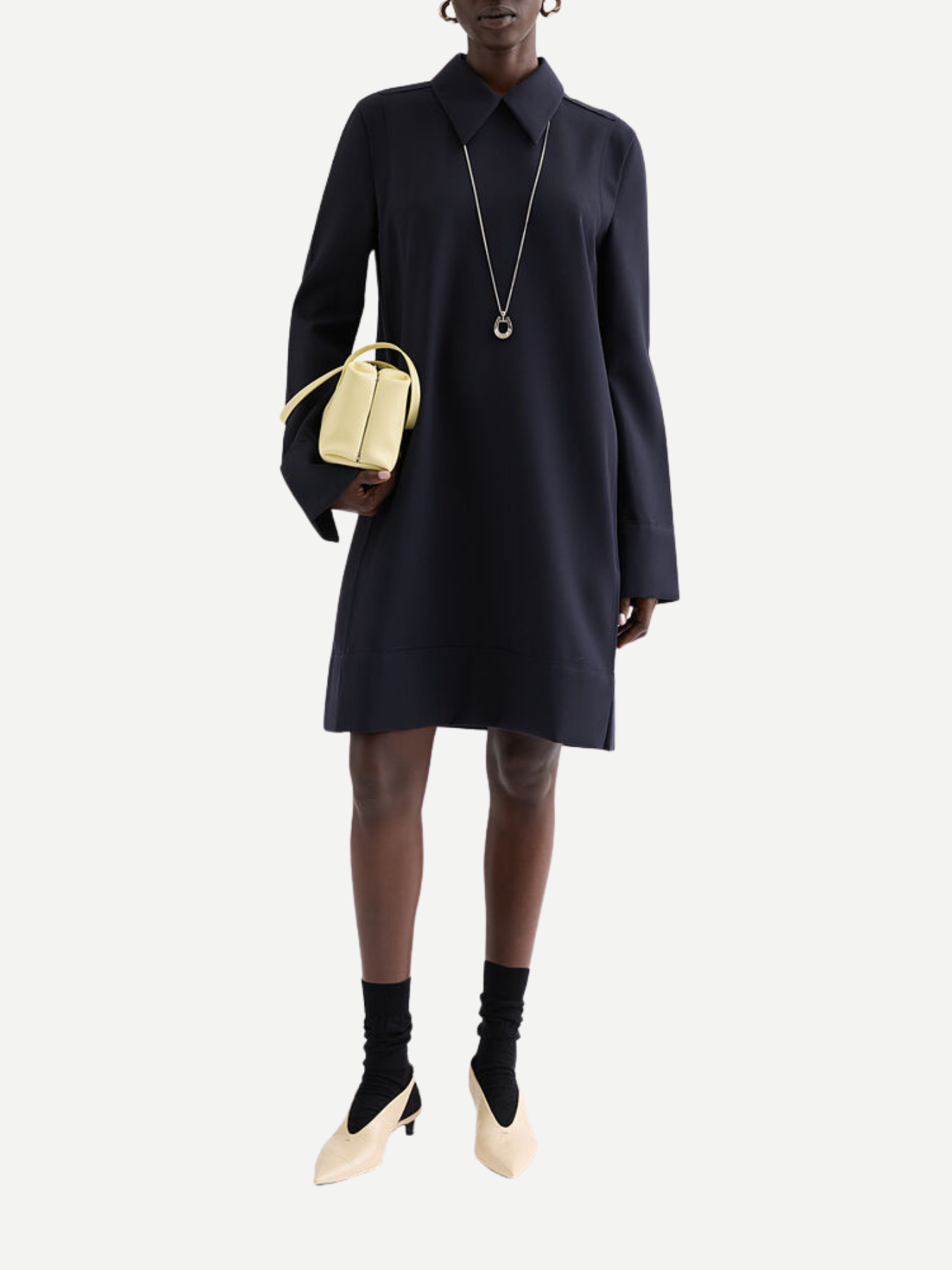 Jil Sander-Sharp Wool Gabardine Shirt - Navy-Shirt-Boboli-Vancouver-Canada