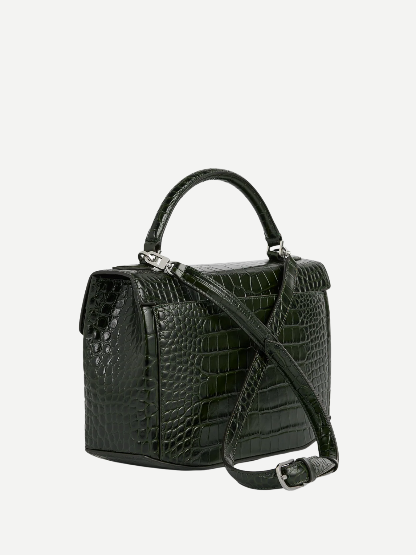 Totême-Clip Croco-Embossed Top Handle - Black-Bags-Boboli-Vancouver-Canada