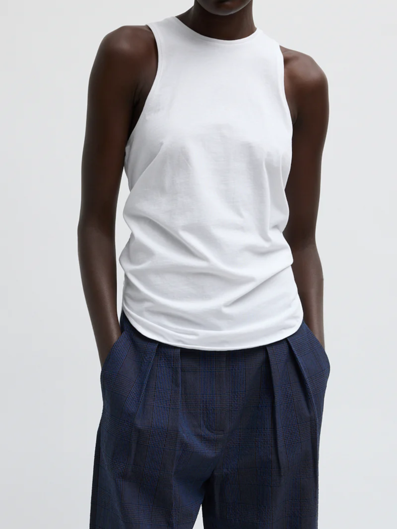 Tibi-Tshirting Shirred Back Tank - White-Tops-Boboli-Vancouver-Canada