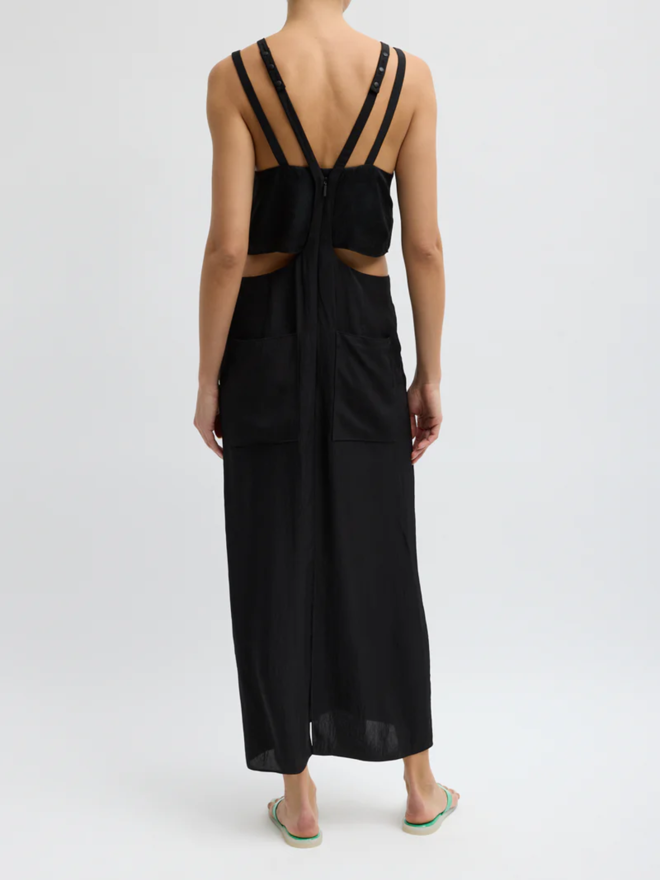 Tibi-Summer Acetate Crinkle Overall Skirt - Black-Skirts-Boboli-Vancouver-Canada