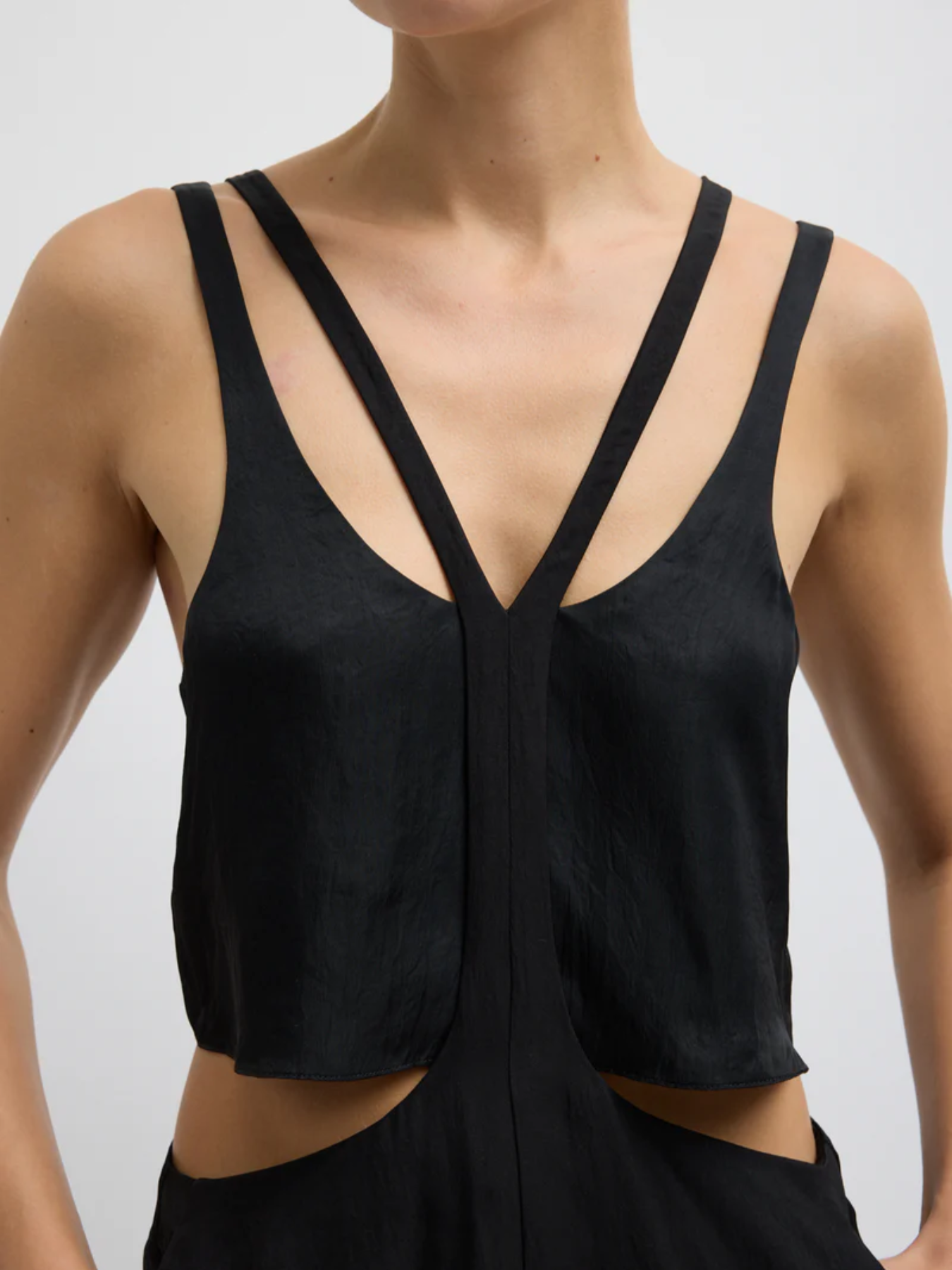 Tibi-Summer Acetate Crinkle Overall Skirt - Black-Skirts-Boboli-Vancouver-Canada