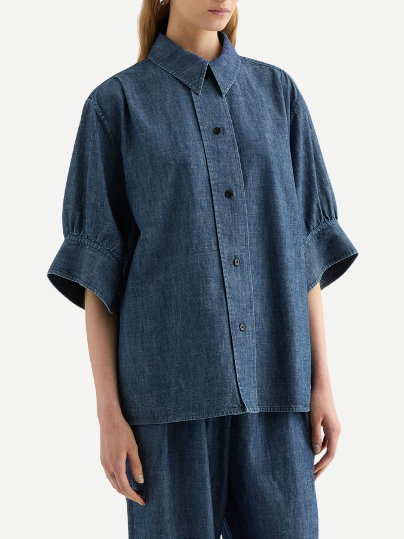 Jil Sander-Light Cotton Chambray Shirt - Indigo-Shirt-Boboli-Vancouver-Canada