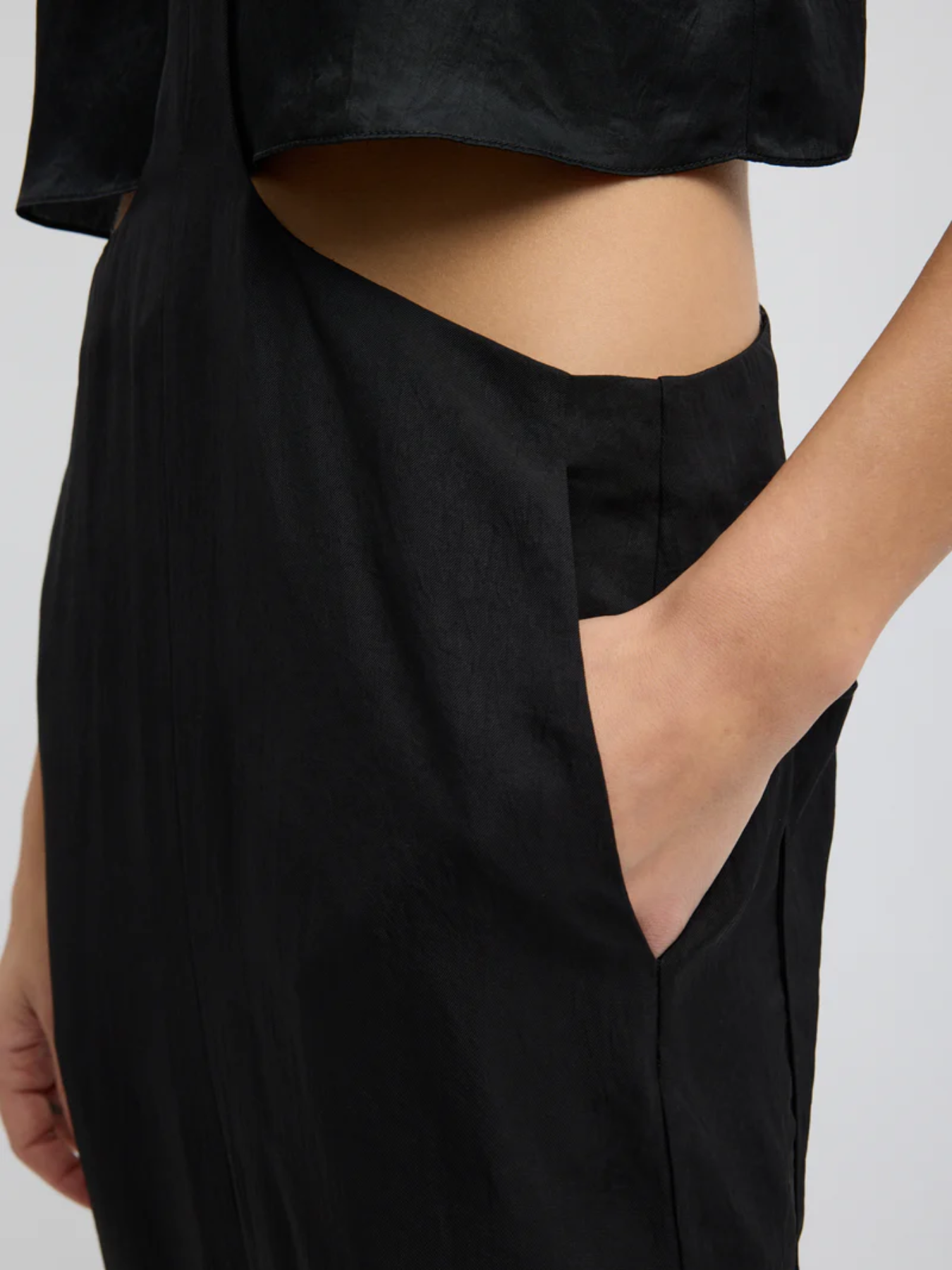 Tibi-Summer Acetate Crinkle Overall Skirt - Black-Skirts-Boboli-Vancouver-Canada