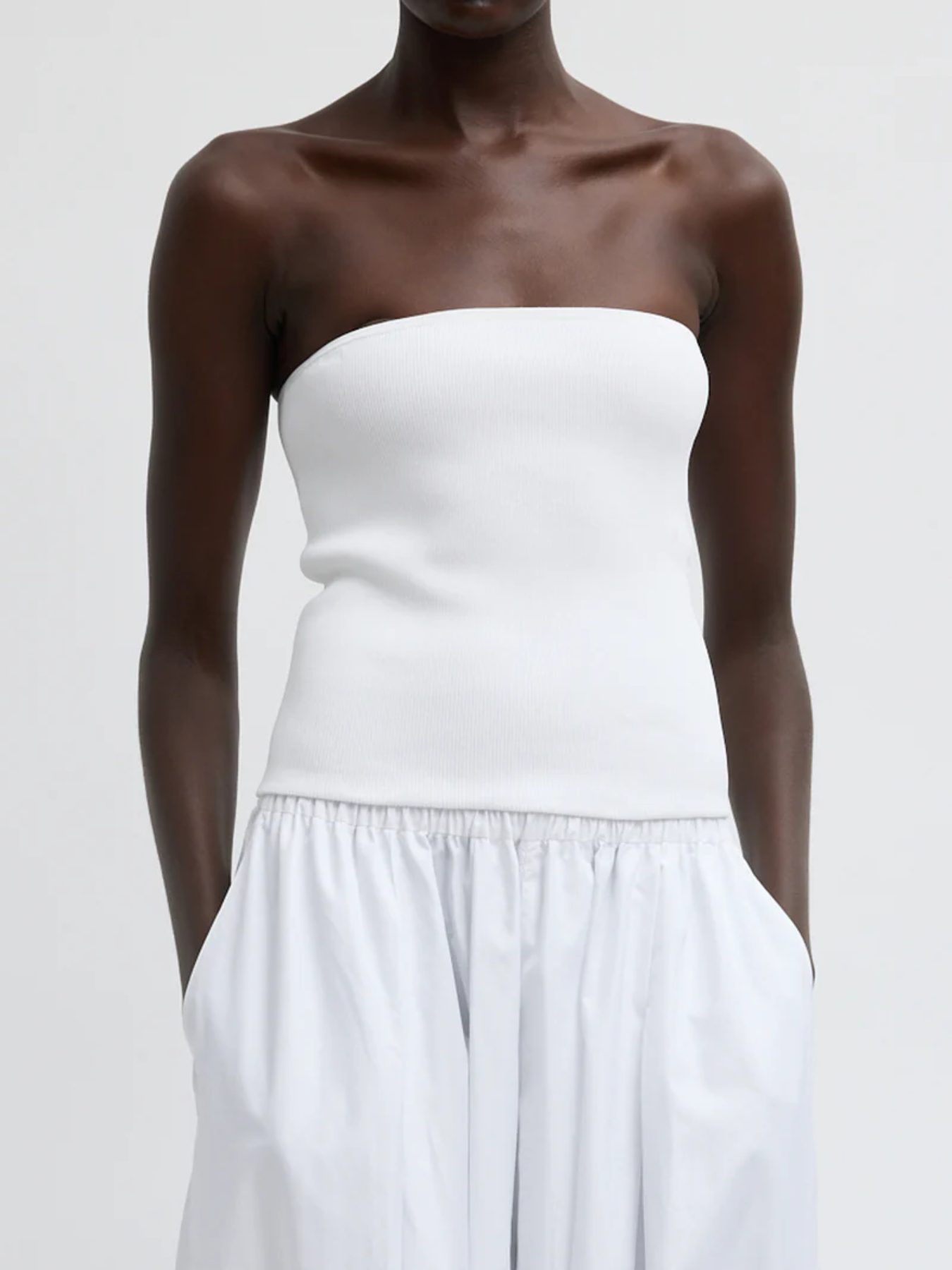 Tibi-Ribbed Sweater Tube Top - White-Tops-Boboli-Vancouver-Canada