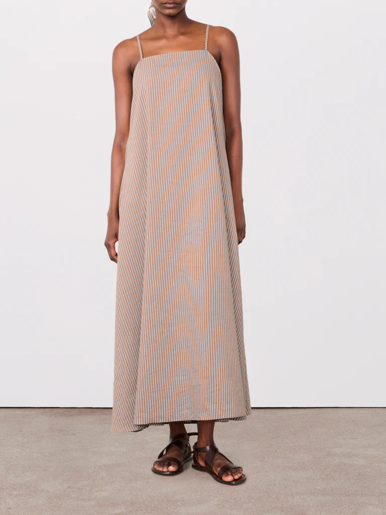 Officine Generale-Loria Wrinkle Stripe Dress - Ginger / Dreamblue-Dresses-Boboli-Vancouver-Canada