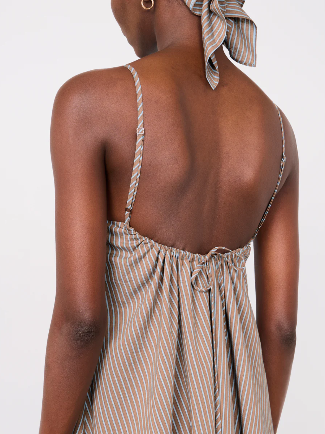 Officine Generale-Loria Wrinkle Stripe Dress - Ginger / Dreamblue-Dresses-Boboli-Vancouver-Canada
