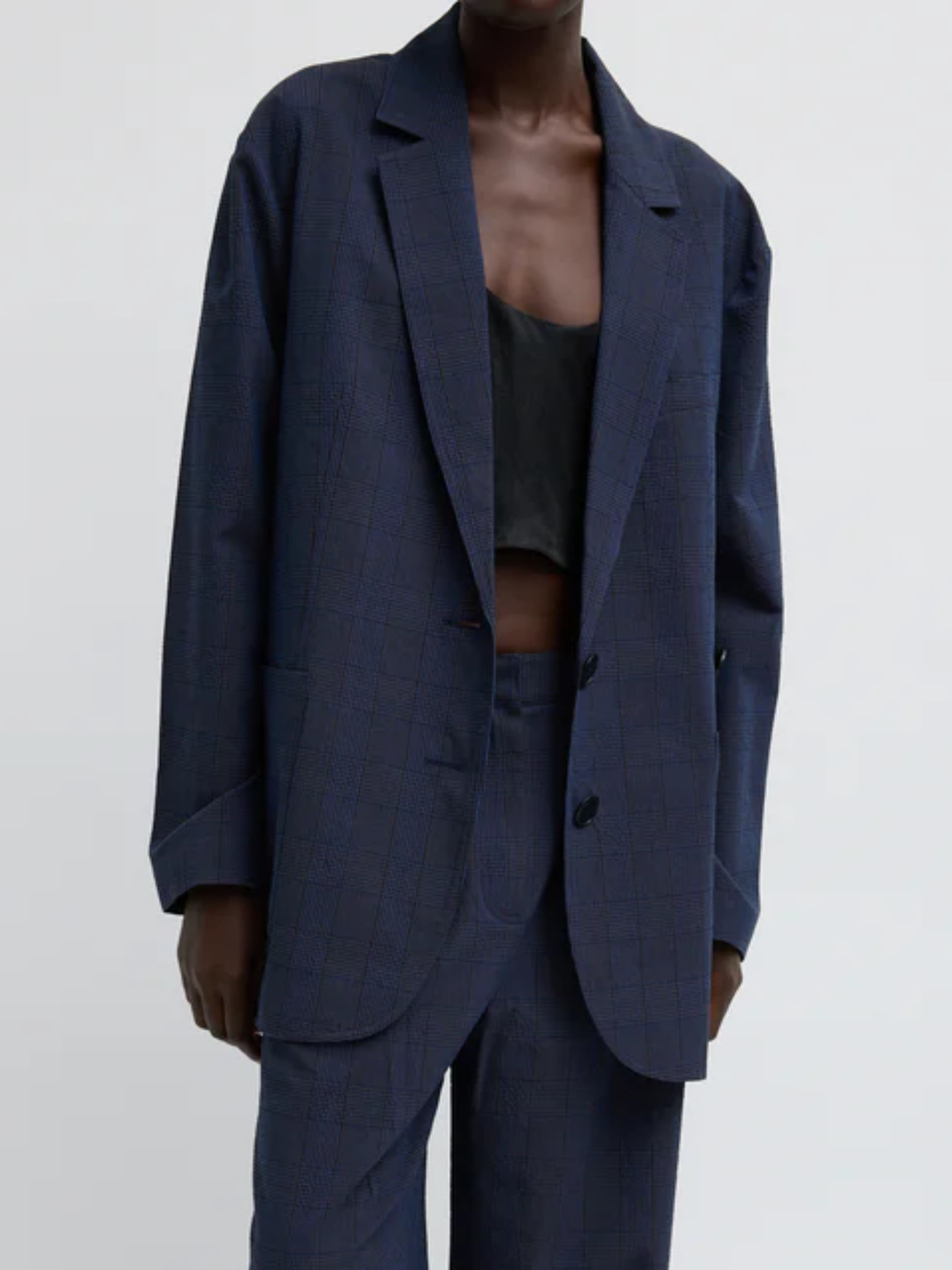 Tibi-Menswear Crepon Liam Blazer - Navy Multi-Blazers-Boboli-Vancouver-Canada
