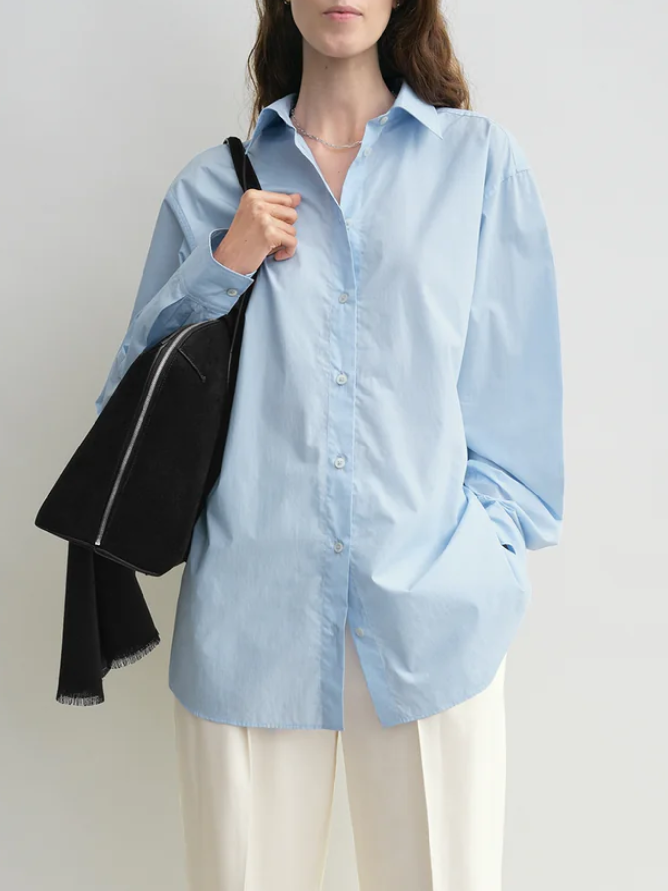 Totême-Classic Tumbled Shirt - Sky-Shirts-Boboli-Vancouver-Canada