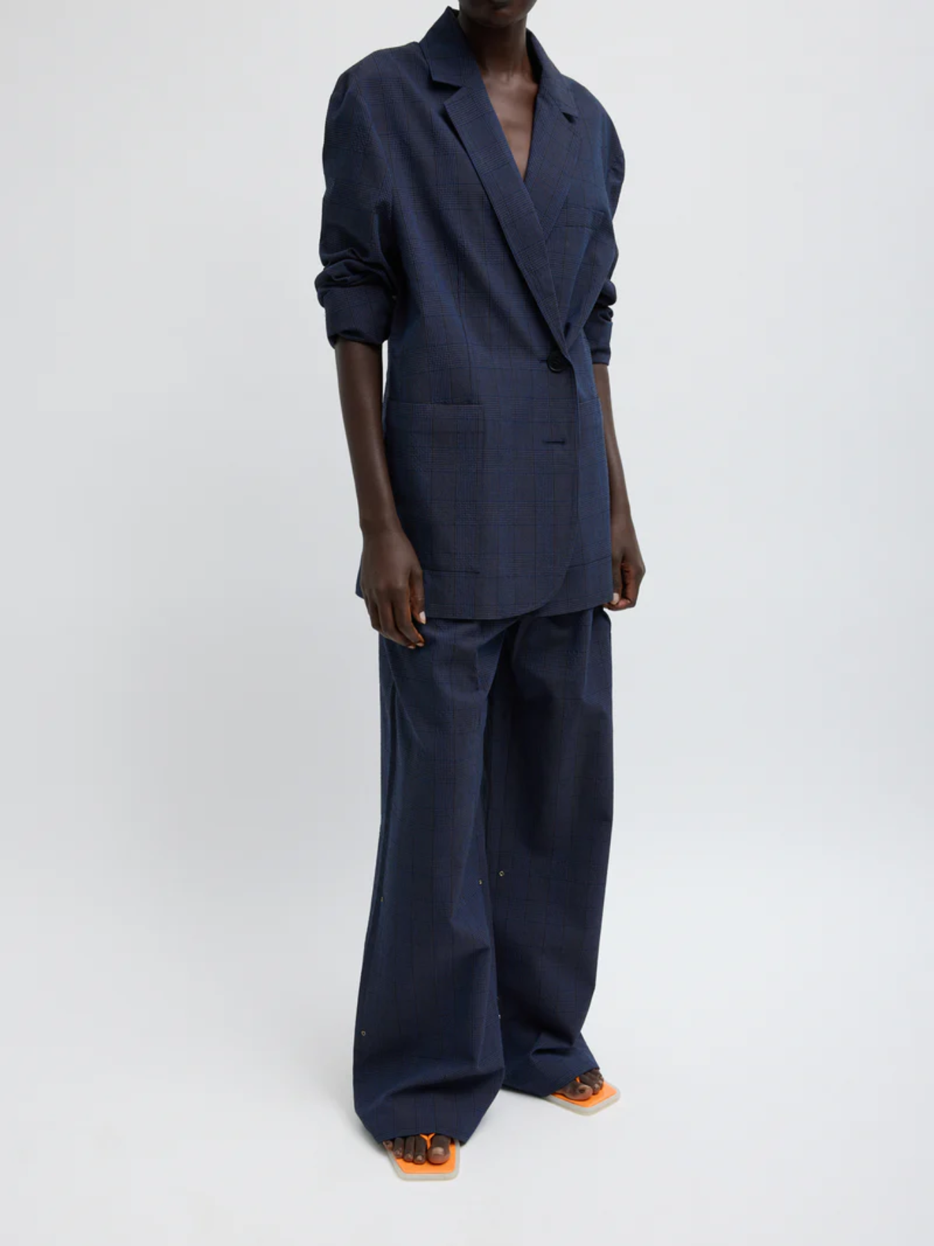 Tibi-Menswear Crepon Liam Blazer - Navy Multi-Blazers-Boboli-Vancouver-Canada