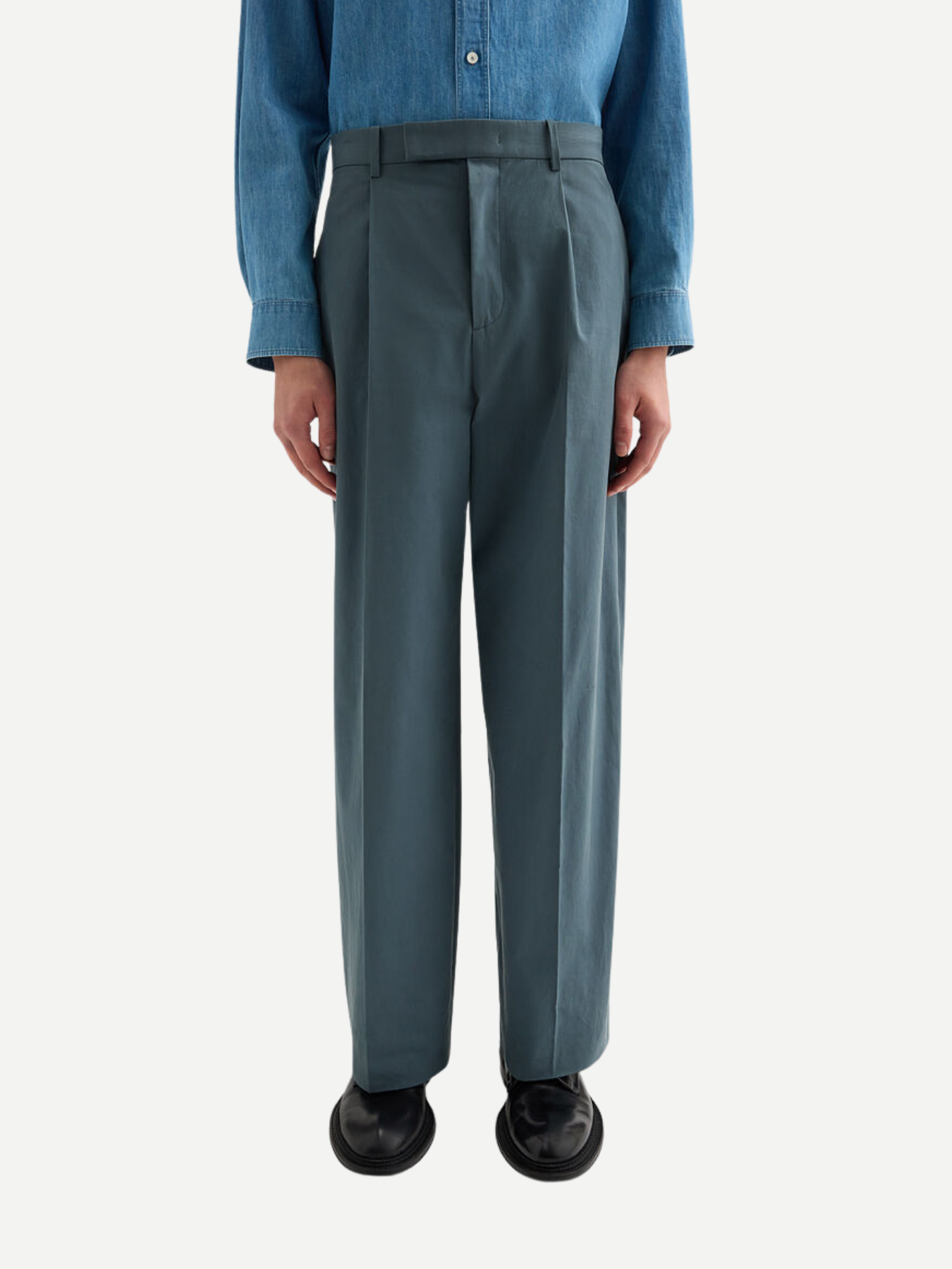 Jil Sander-Light Brushed Cotton Drill Pant - Sea Blue-Pants-Boboli-Vancouver-Canada