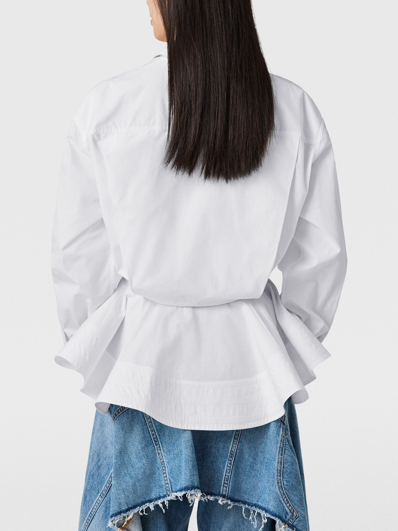 Stella McCartney-Poplin Peplum Shirt - Pure White-Shirts-Boboli-Vancouver-Canada