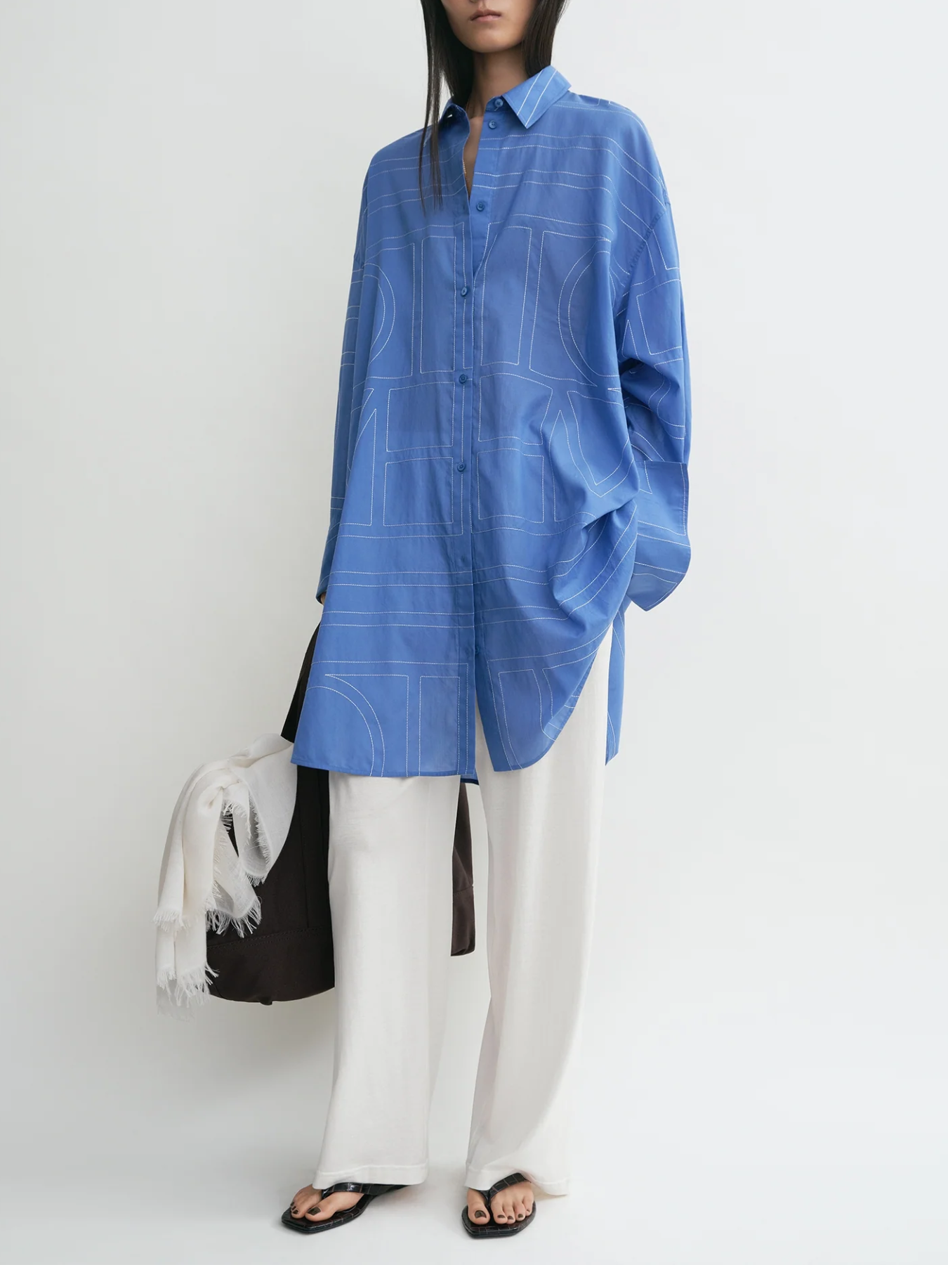 Totême-Long Summer Shirt - Cobalt-Shirts-Boboli-Vancouver-Canada