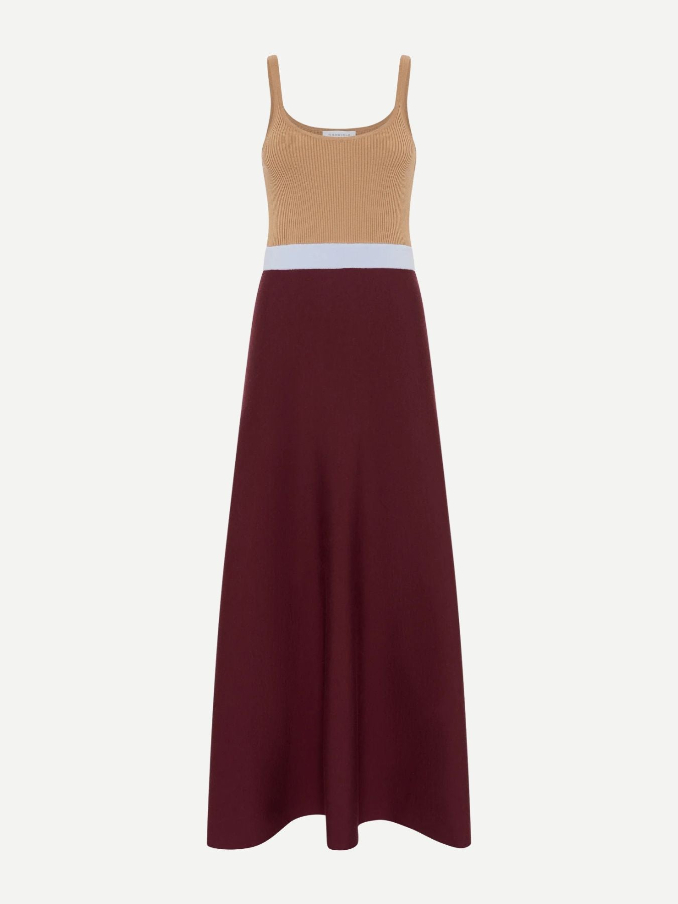 Gabriela Hearst-Cashmere Blend Colour Block Knit Slip Dress - Bordeaux/Multi-Dresses-Boboli-Vancouver-Canada