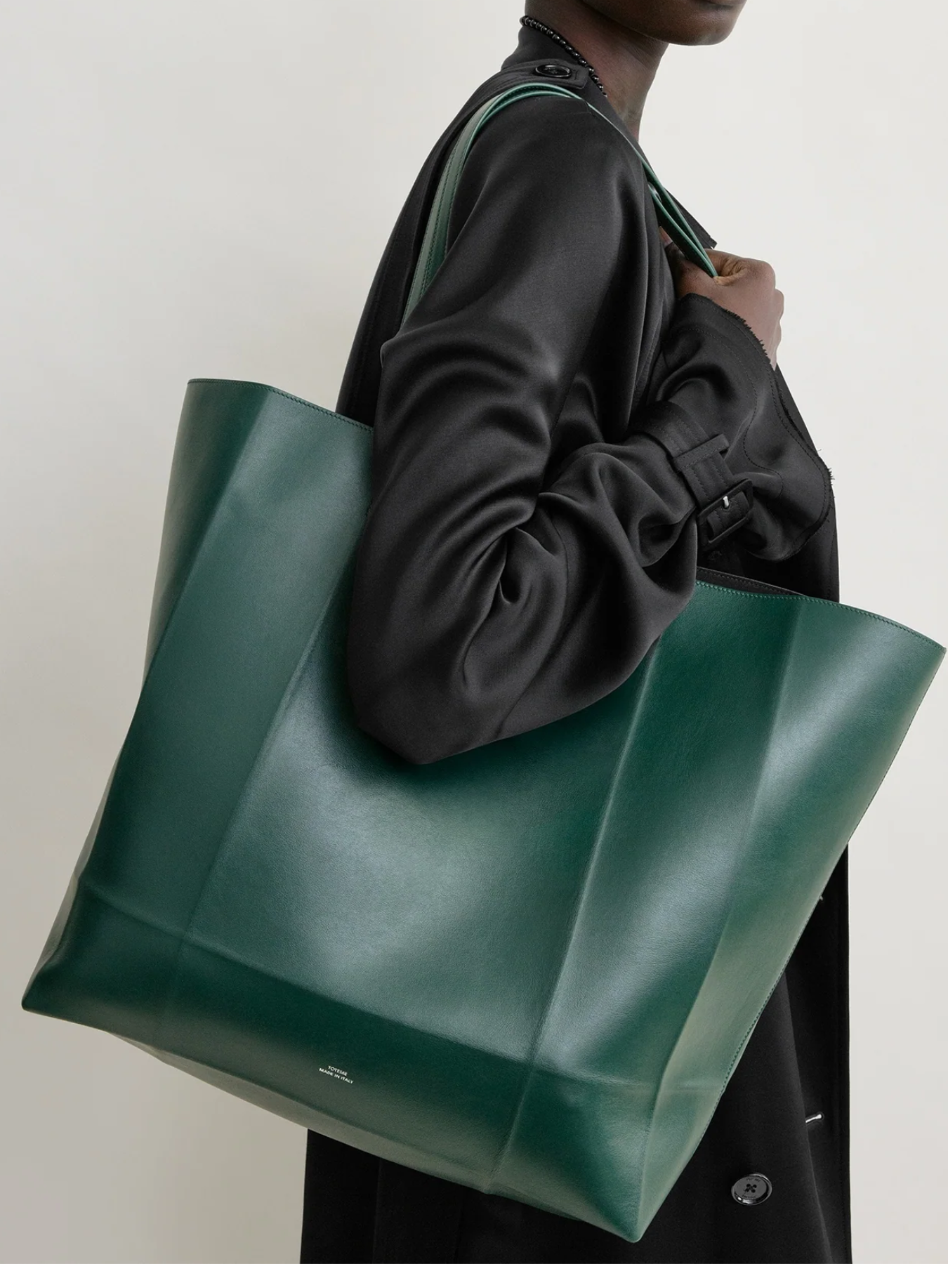 Toteme-Roam Leather Tote - Dark Green-Bags-Boboli-Vancouver-Canada