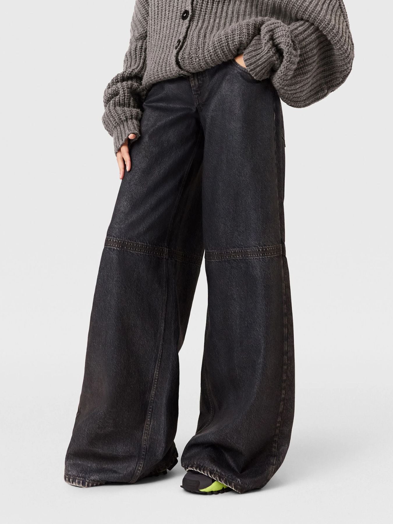 Stella McCartney-Aged Altermat Effect Wide Leg Denim - Aged Blue-Pants-Boboli-Vancouver-Canada