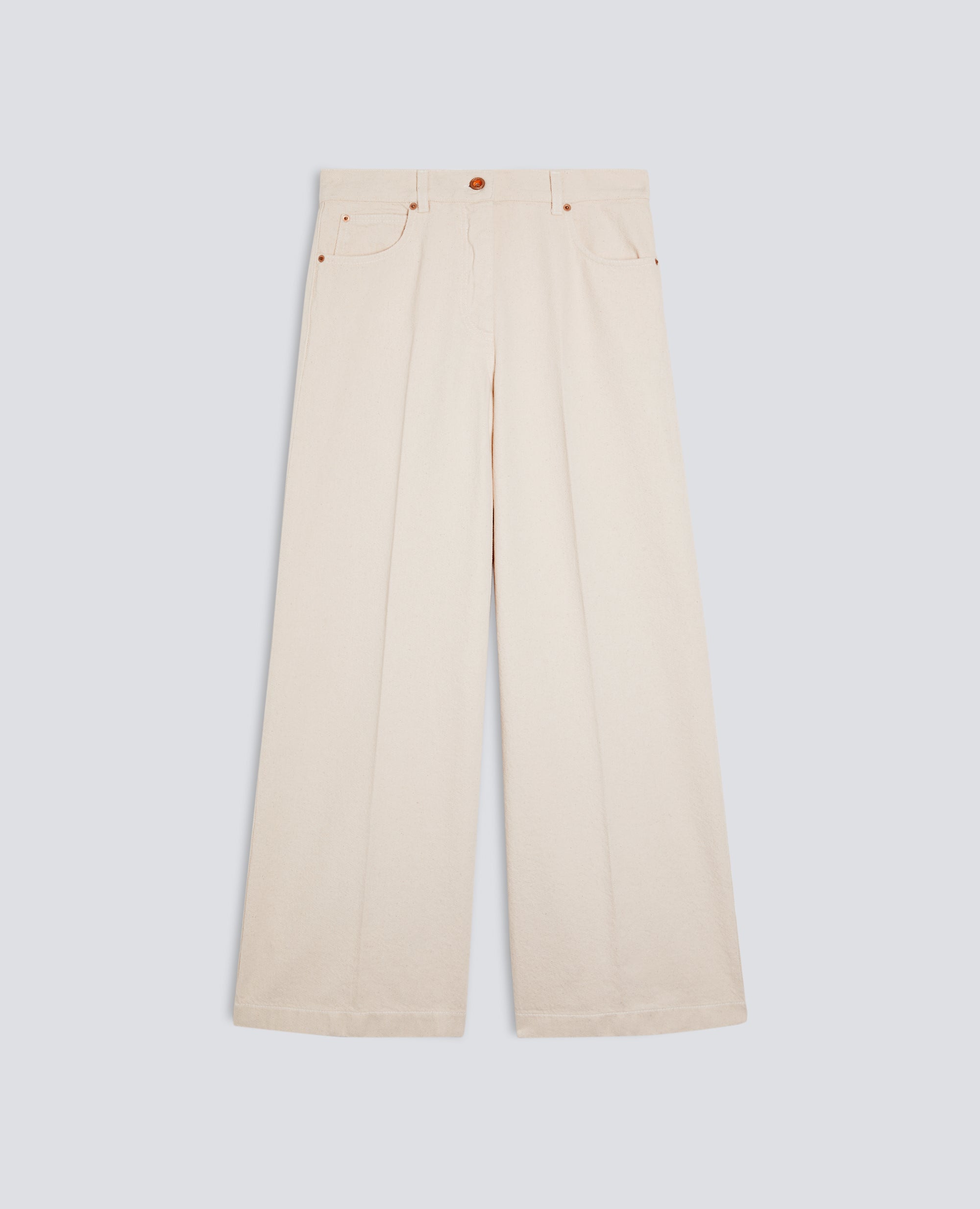 Aspesi-Wide Leg Denim Trousers - Ecru-Pants-Boboli-Vancouver-Canada