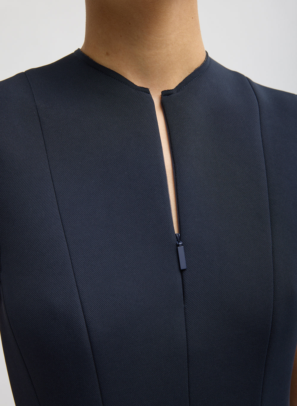 Tibi-Bonded Twill Sleeveless Sculpted Dress - Navy-Dresses-Boboli-Vancouver-Canada