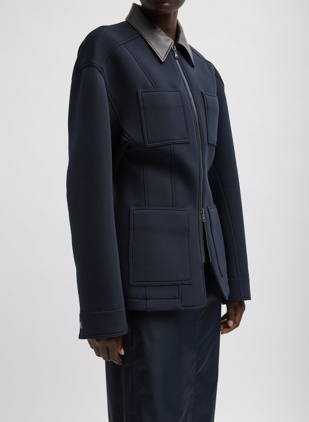Tibi-Bonded Twill Sculpted Workmens Jacket - Navy-Jackets-Boboli-Vancouver-Canada