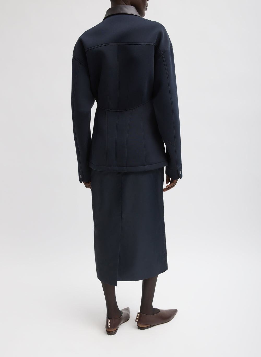 Tibi-Bonded Twill Sculpted Workmens Jacket - Navy-Jackets-Boboli-Vancouver-Canada