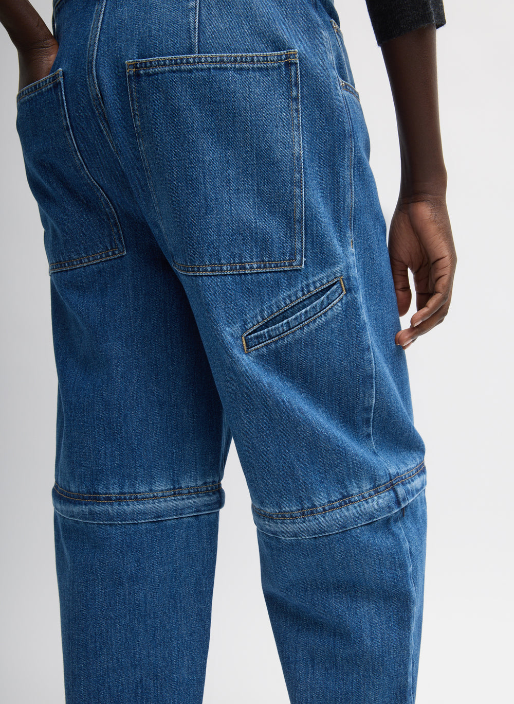 Tibi-Lars Denim Convertible Zip Jean - Classic Blue-Pants-Boboli-Vancouver-Canada