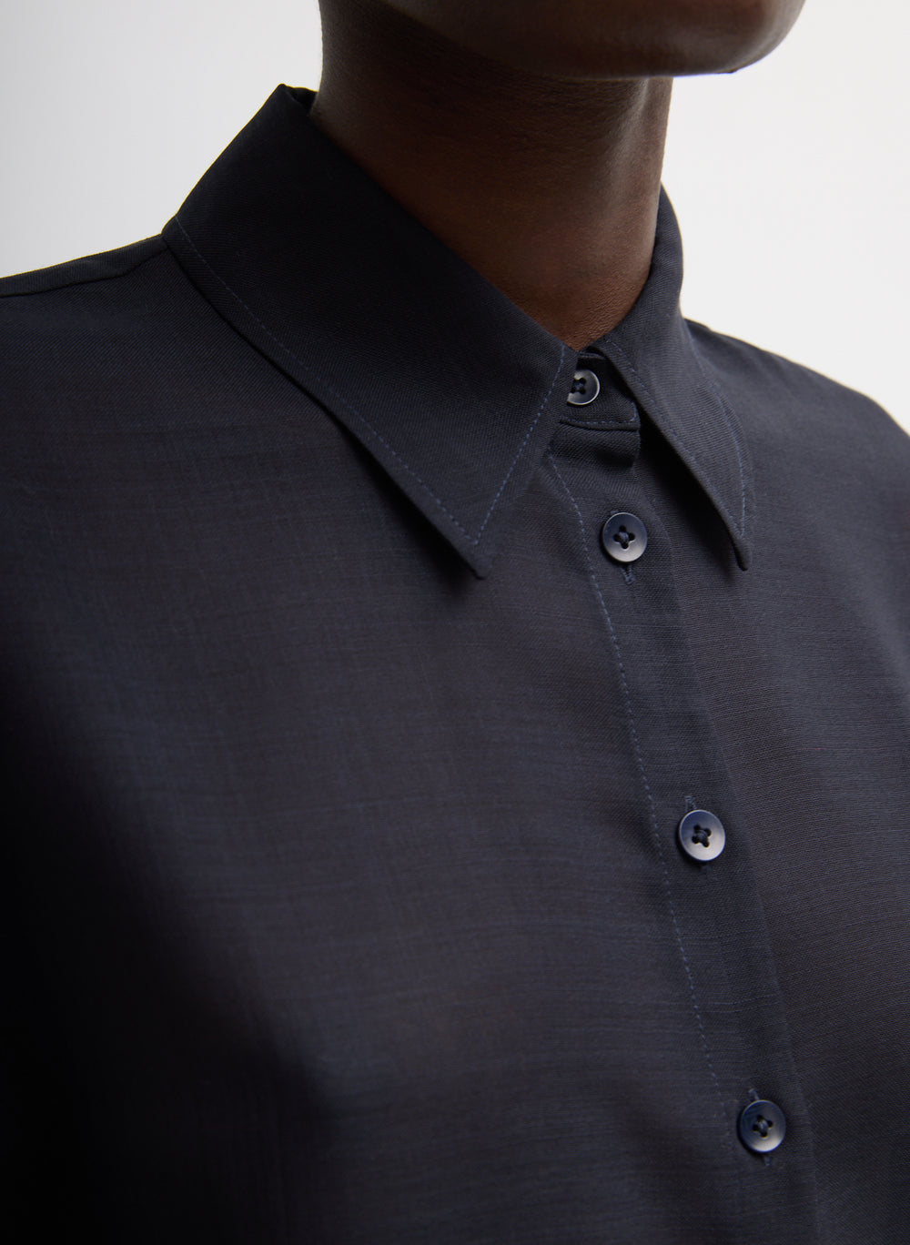 Tibi-Sheer Wool Gauze Oversized Shirt - Navy-Shirts-Boboli-Vancouver-Canada