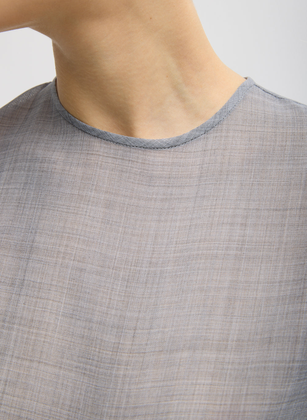 Tibi-Sheer Wool Gauze Easy T - Heather Grey-Shirts-Boboli-Vancouver-Canada