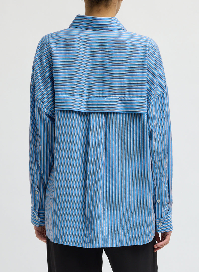 Tibi-Edmund Lyocell Stripe Oversized Shirt - Blue Multi-Shirts-Boboli-Vancouver-Canada